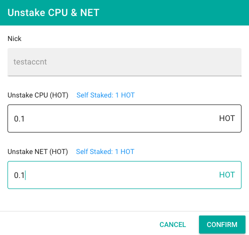 UNSTAKE CPU&NET